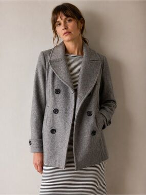 St. John’s Bay Gray Wool Blend Military Pea Coat – Size S